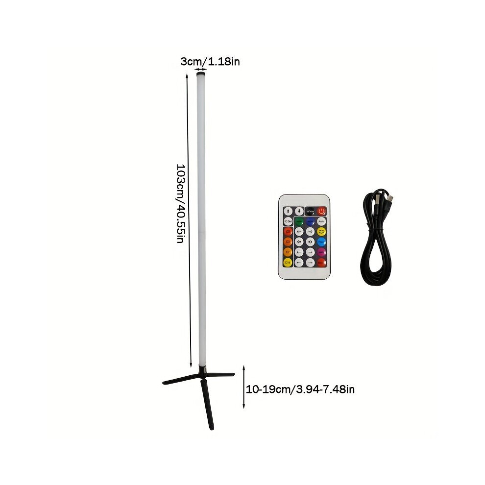 1 lampadaire d'angle LED coloré, lampe sur pied, tube, commande sans fil, avec télécommande infrarouge,