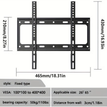 TV-Halterung, stabiler TV-Ständer zur Wandmontage aus Eisen, passend für 66,04–165,1 cm große LCD-Bildschirme