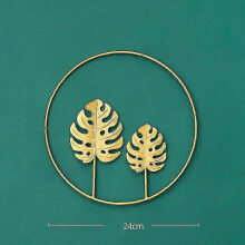 Aspirateur - Balai Nordic Living Room Light Luxury Golden Round Ginkgo Leaf Metal Wall Hanging