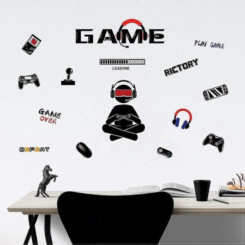 Vacuum Cleaner - Broom Game Player Αυτοκόλλητα τοίχου Video Game Player with Controlle 2