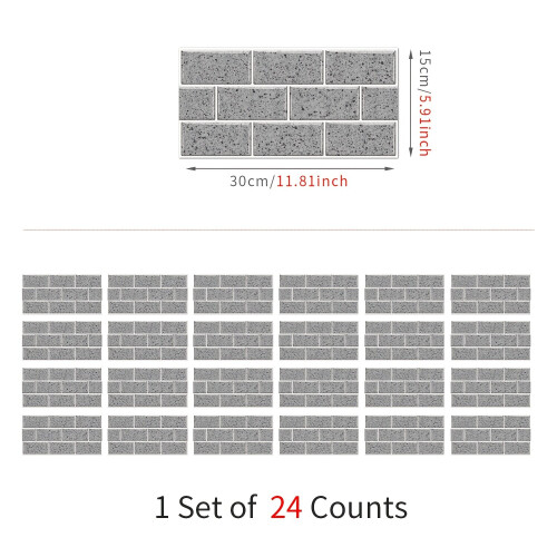 24 τεμ. Peel and Stick Vinyl Splashback Αυτοκόλλητα πλακιδίων, Καρό μοτίβ