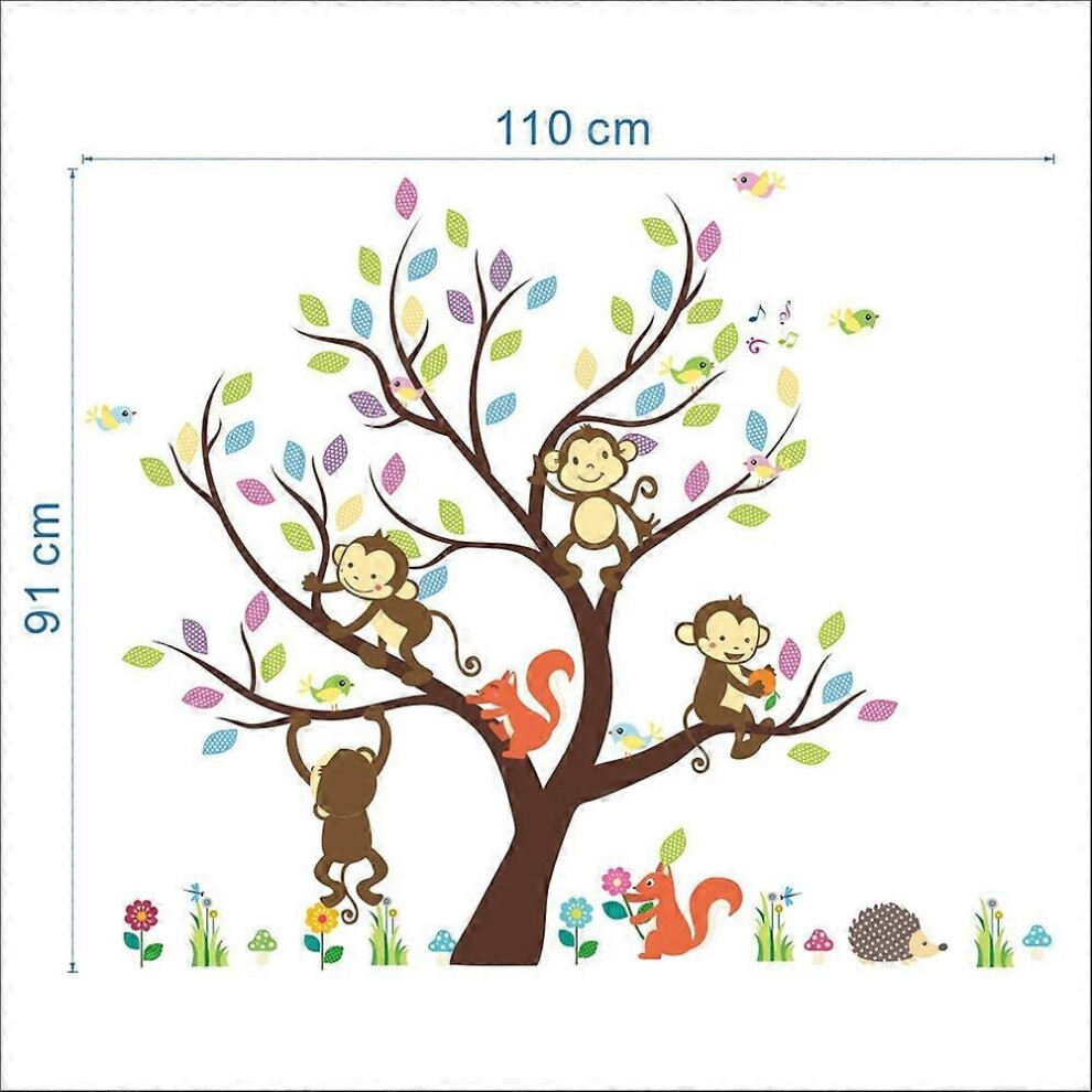 Sticker mural représentant un arbre et un singe