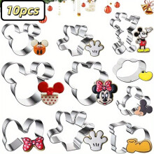 10-teiliges Disney Mickey und Minnie Maus Ausstechformen-Set, Mickey Maus Kopf, Minnie Maus, Minnie