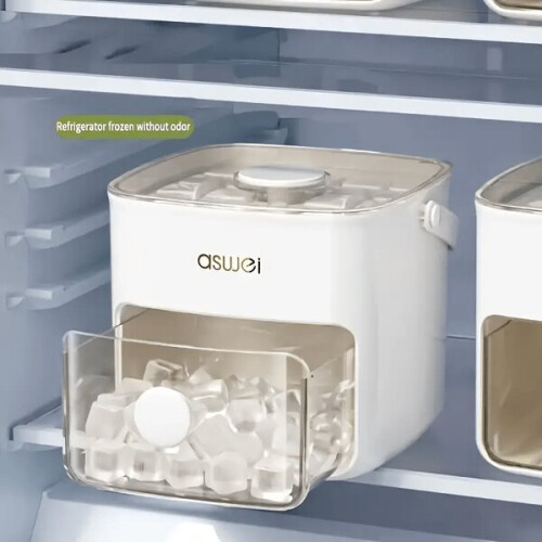 Ice Maker with Storage Box, Φορητό, Self-Serve Refrigerator Storage, Kitchen Tool Set, Push Mechanism, 2