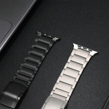 Herren-Uhrenarmband aus Titanlegierung im Business-Stil mit Knopfverschluss, kompatibel mit Apple Watch