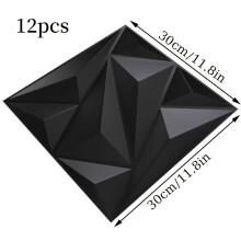 12 stuks 3D geometrische wandpanelen, vinylmateriaal, waterdicht, vochtbestendig, slijtvast, gemakkelijk