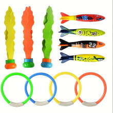Juego de 11 piezas de buceo submarino, juego acuático de plástico con aro submarino y torpedo, regalo
