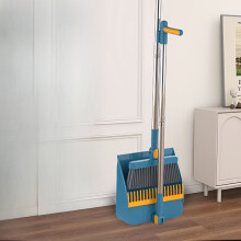 Ensemble aspirateur et balai 2 pièces avec manche en acier inoxydable - Balai et poubelle à poils doux,