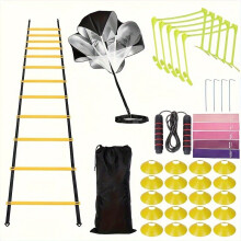 Agility Ladder Speed-Trainingsset - Strapazierfähiges PP-Material mit weichem Widerstandsfallschirm