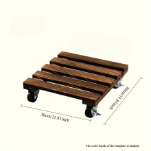Support de plantes rustique en bois avec roulettes verrouillables - Base de jardinière carrée robuste