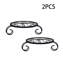 Lot de deux supports pour plantes en métal noir antirouille, supports de pots ronds en fer durables,