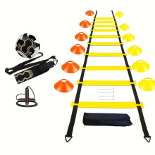 6-Meter-Agility-Leiter-Set mit 12 Sprossen, Jumpern, Markierungen, Jonglierbällen, Bodenheringen und