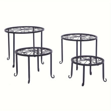 Supports à plantes ronds en métal de style vintage - Lot de 4 supports d'angle pour pots de fleurs d'intérieur
