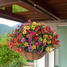 1 Set künstliche Hängepflanze, Blumenkorb für die Veranda im Freien, Sommerdekoration, Kamille aus Kunstseide,