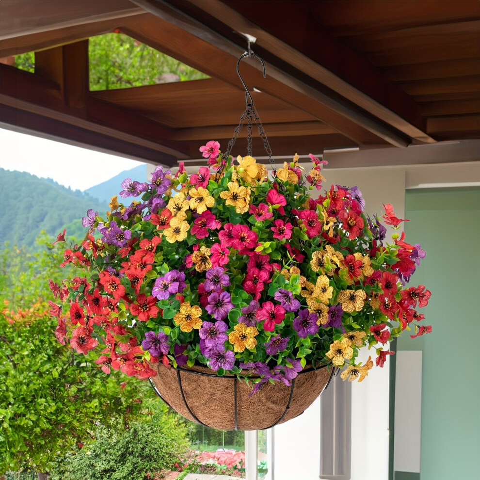 1 lot de paniers de fleurs artificielles à suspendre pour décoration extérieure, véranda, été, imitation