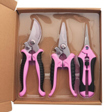 3-teiliges rosa professionelles Blumen-Scheren-Set, Garten-Scheren-Set, Edelstahlklingen, Hand-Scheren-Set