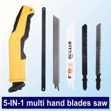 Oeclub 5-in-1-Mehrhandsäge, weicher Griff, gebogenes Messer, 6-in-1-Handsägen-Set, DIY-Mini-Rasiersägen-Werkzeug,