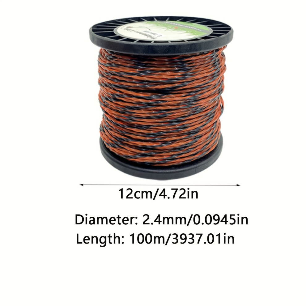 Fil de coupe en nylon robuste - 2,4 mm d'épaisseur, spirale noire et rouge, fil désherbant durable pour