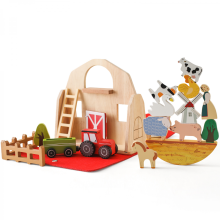 Jouets éducatifs, cadeaux d'anniversaire, jouets d'animaux de la ferme en bois pour enfants de 3 à 5 ans, rouge,