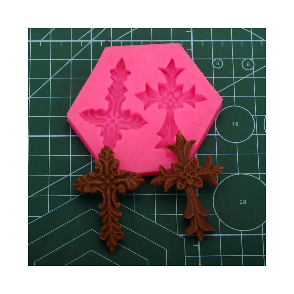 Moules en silicone pour gâteaux fondants en forme de croix religieuse, décoration de cupcakes au chocolat