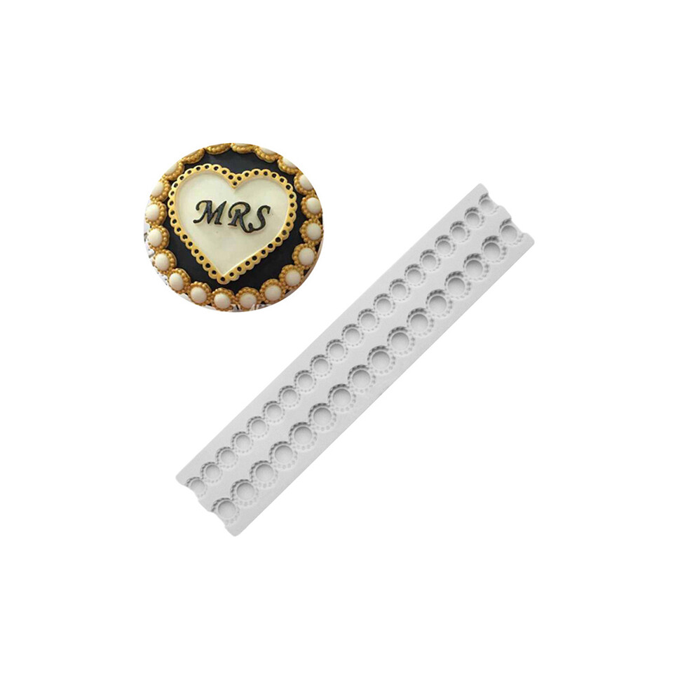 (Rose) Perle Corde Vague Fleur Pierre précieuse Forme Gâteau Côté Dentelle Silicone Sugarcraft Moule