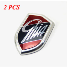 (2 PCS)2 PCS 3D aluminum GHIA Side Emblems Shield Logo Marked  Car Sticker  For Ford Focus Mondeo Fiesta