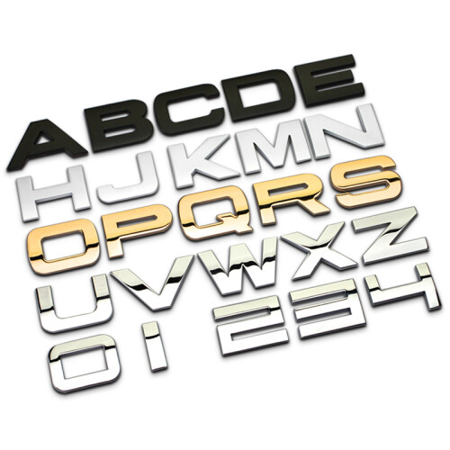 (zwart-2-HOOG 3CM)Nieuw alfabet 3D massief metalen badge auto sticker ...