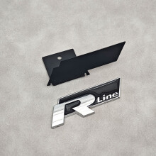 (Grill Schwarz Silber) 3D Metall R Linie R Logo Frontgrill Emblem Auto Heckkofferraumaufkleber Für Volkswagen