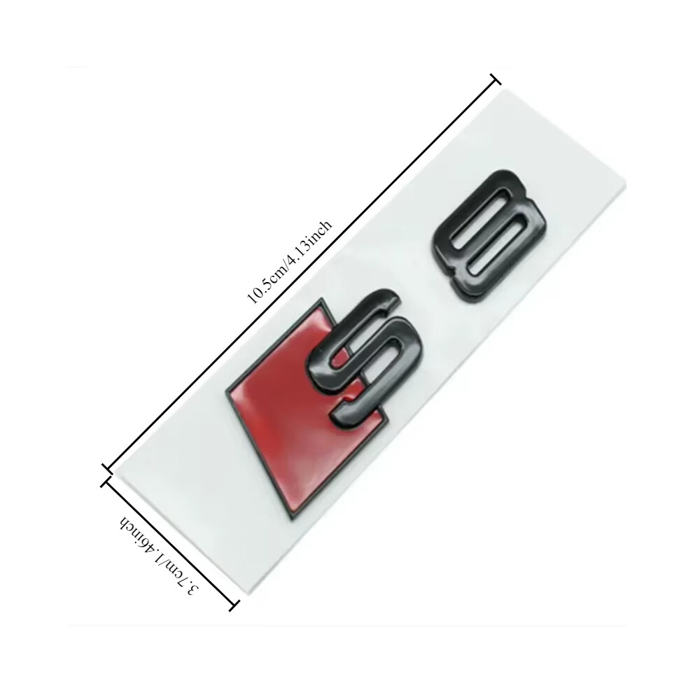(s8 noir grand) Emblème de coffre arrière de voiture Logo Badge Autocollant Lettre Numéro Emblème Sport