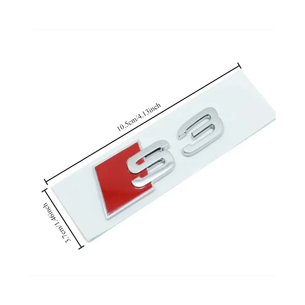 (s3 argent grand) Emblème de coffre arrière de voiture Logo Badge Autocollant Lettre Numéro Emblème
