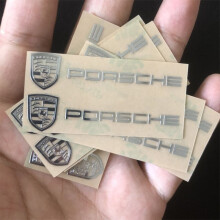 (Para Porsche-5 piezas) Pegatinas creativas de metal para coche, pegatinas impermeables a prueba de