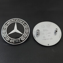 (Nieuw zwart) 2 pinnen 57 mm ABS auto motorkap embleem ster logo motorkap badge voor Mercedes Benz A