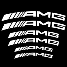(AMG-bianco) 6 adesivi per pinze freno auto resistenti al calore, decalcomanie decorative per Mercedes