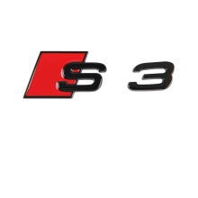(S3 iso (1kpl)-kiiltävä musta)Audi S3 2010-2020 4-renkainen tunnussarja ABS musta etutaka konepellin