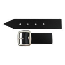 Sturdy Black Kilt Strap and Chrome Buckle with Leather Tab - 1 Inch (3cm) Wide