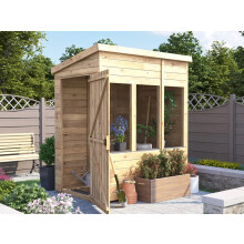 Potting Shed Pent Roof, W4' x D6' (W1.2 x D1.8m) Pressure Treated Superfelt Overlord Modular Dunster House