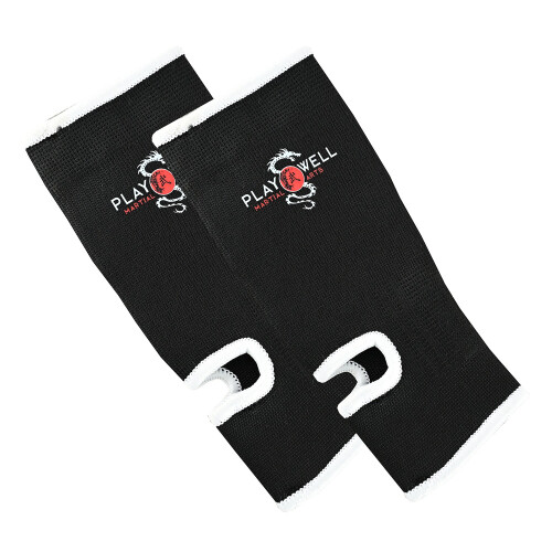 (X-Small) Playwell Muay Thai Childrens Elasticated Ankle Support - Black