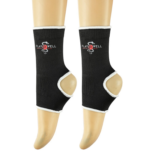 (XX-Small) Playwell Muay Thai Childrens Elasticated Ankle Support - Black 2
