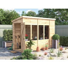 Potting Shed Pent Roof W4' x D10' (W1.2 x D3.0m) Pressure Treated Superfelt Overlord Modular Dunster House