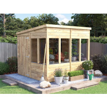 Potting Shed Pent Roof W8' x D8' (W2.4 x D2.4m) pressure Treated Superfelt Overlord Modular Dunster House