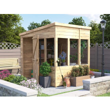 Potting Shed Pent Roof W8' x D6' (W2.4 x D1.8m) pressure Treated Superfelt Overlord Modular Dunster House