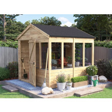 Potting Shed Apex Roof W8' x D8' (W2.4m x D2.4m) Pressure Treated Superfelt Overlord Modular Dunster House