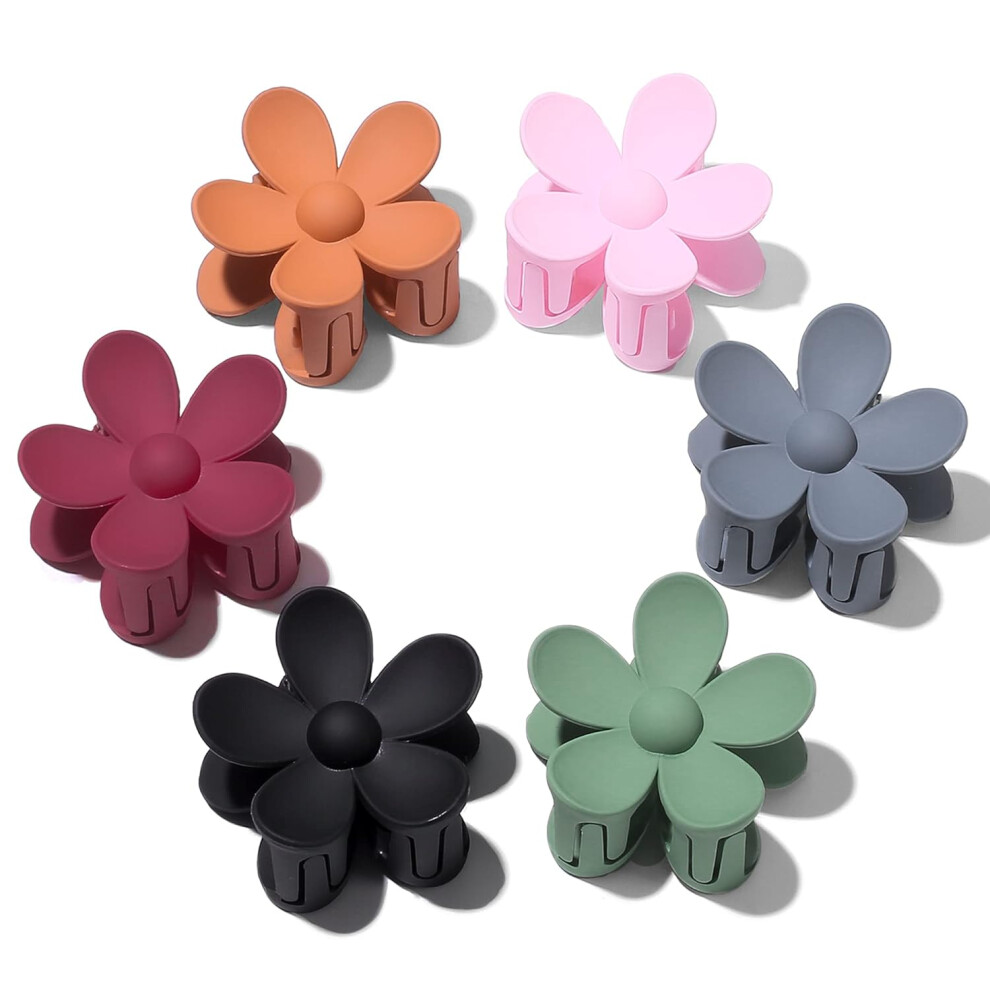 Set of 6 Large Acrylic Hair Clips, Colorful Flower Hair Clips, Non-Slip Cute Hair Clips Hair Clips for Women Girls Headwear, 6 Colors-image-OPC-PHKGH8W-NEW