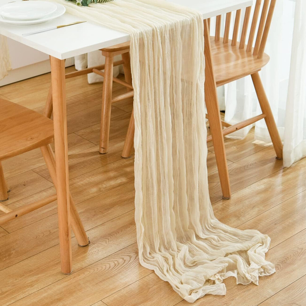 Beige Table Runner,90*300cm,Cream BeigeTable Runner for Wedding,Birthday-image-OPC-PHKGJZC-NEW
