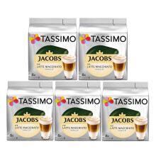 Tassimo Jacobs Latte Macchiato Vanilla Coffee Pods x8 (Pack of 5, Total 40 Pods)