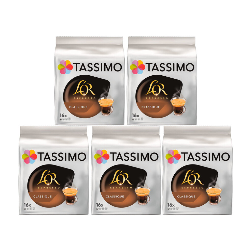 Tassimo L'or Espresso Classique Coffee Pods X16 (Pack Of 5, Total 80 Pods)