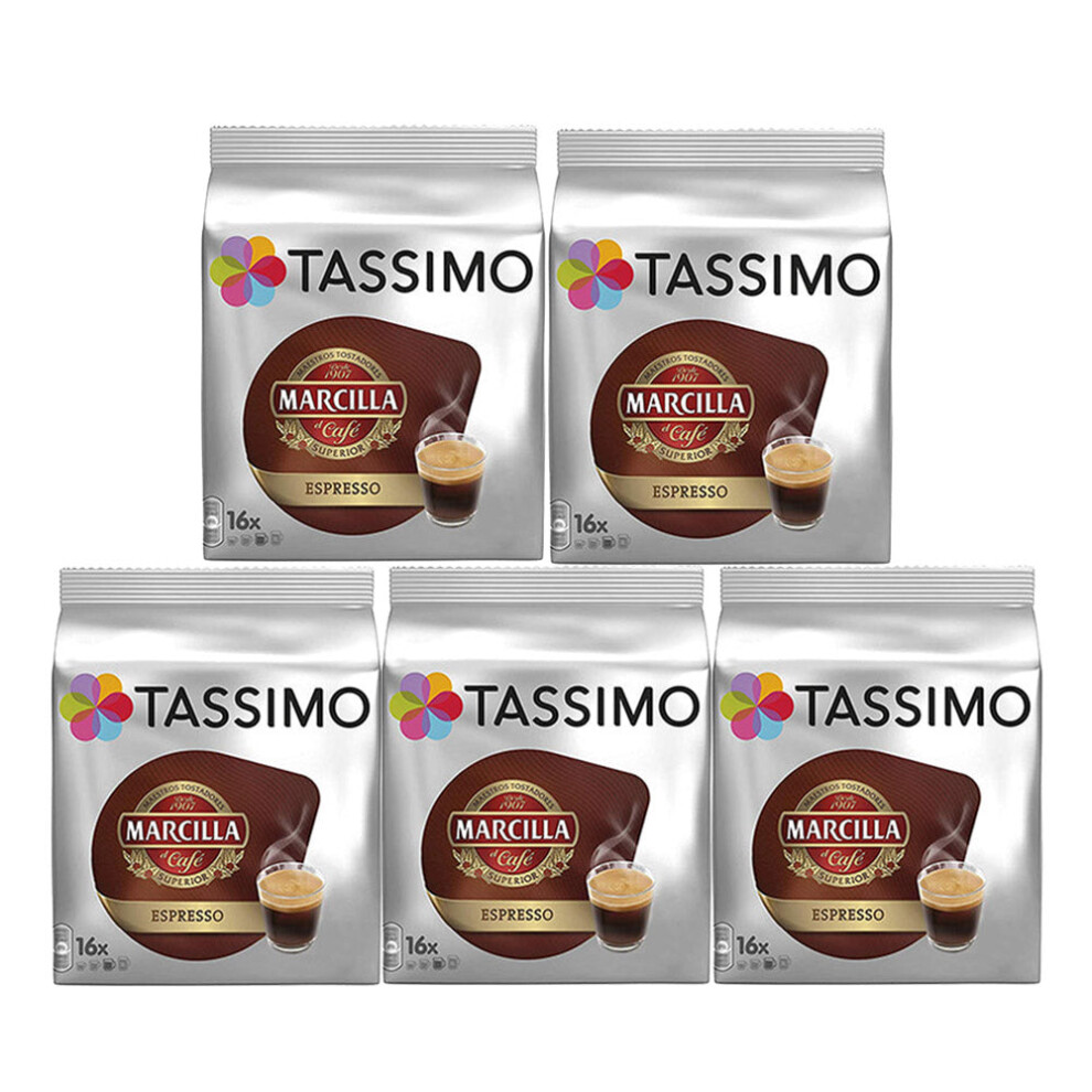 Tassimo Marcilla Espresso Coffee Pods X16 (Pack Of 5, Total 80 Pods)