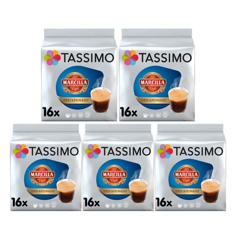 Tassimo Marcilla Decaf Coffee Pods X16 (Pack Of 5, Total 80 Pods)