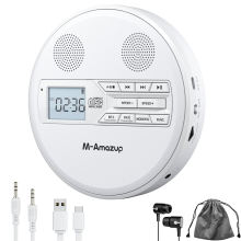 Multifunctional Discman CD Player with Bluetooth White
