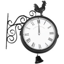 Outdoor Garden Wall Station Clock Double Sided Cockerel Vintage Decor